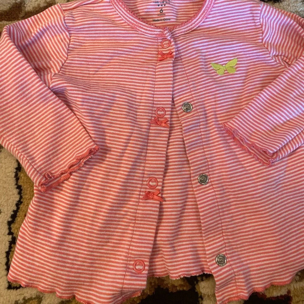 Carter’s Pink Striped Baby Cardigan with Butterfly Accent